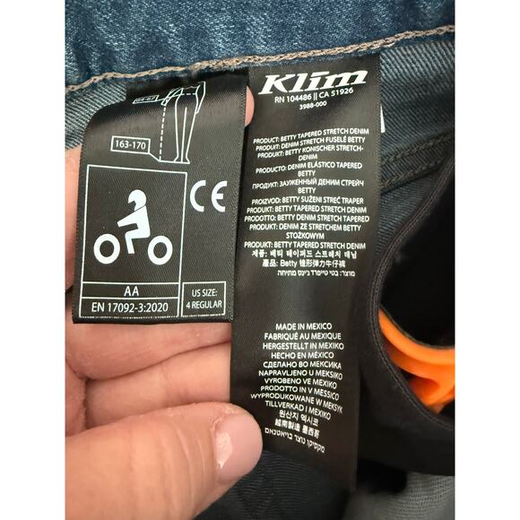 KLIM Betty Tapered Stretch Denim Riding/Motorcycle Jeans Women's Size 4 - Picture 6 of 10